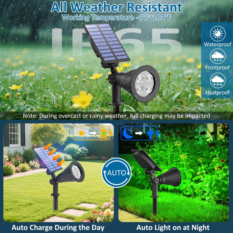 T-SUNUS أضواء شمسية خضراء T-SUNUS في الهواء الطلق لعيد الميلاد، كشافات حديقة مقاومة للماء IP65، كشافات أمان تلقائية التشغيل/الإيقاف، كشافات المناظر الطبيعية لعيد القديس باتريك، عيد الهالوين، الأشجار، الفناء، الساحة، الممر، البركة، عبوة 2 - Image 3